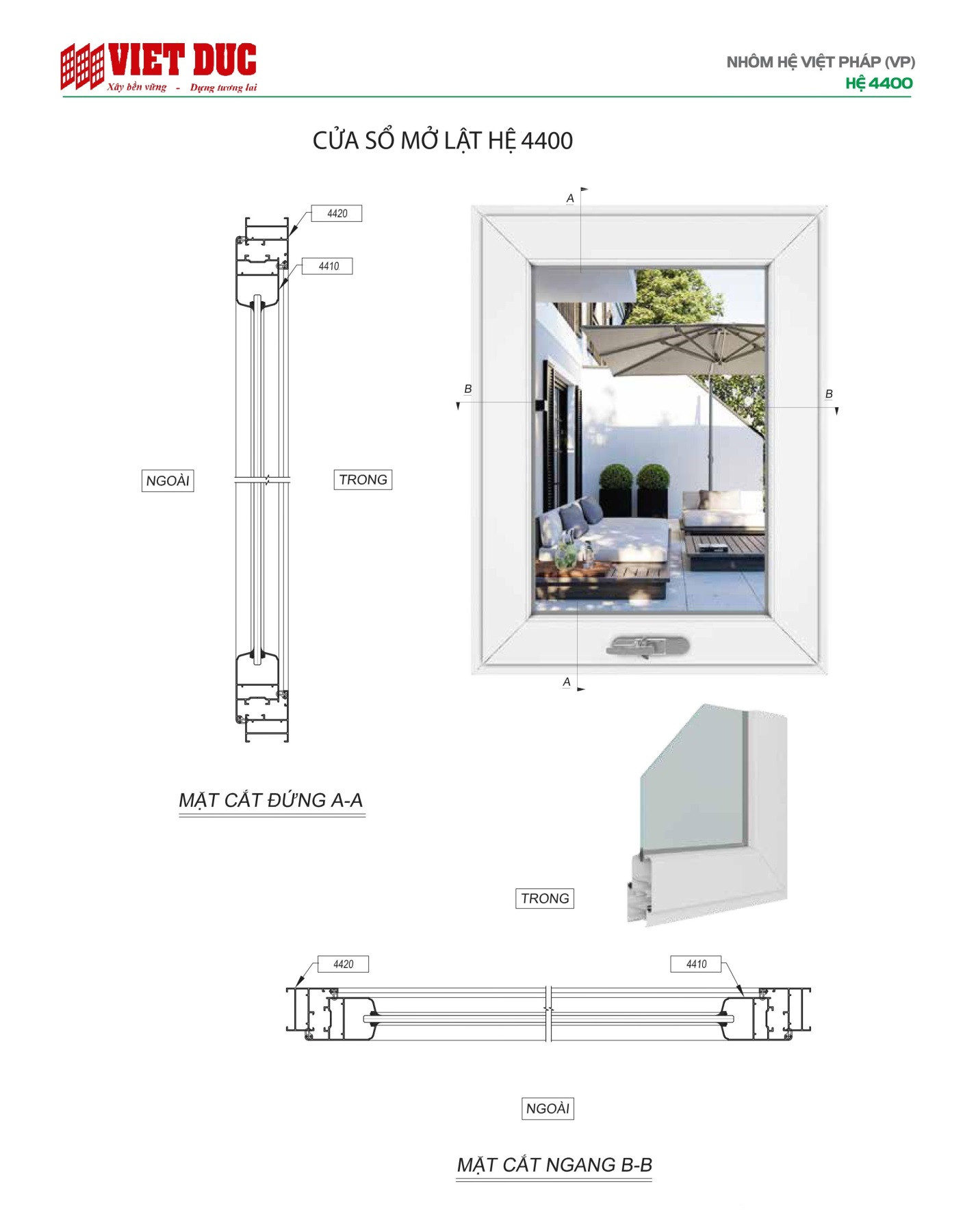 Cửa nhôm Việt Pháp hệ 4400 02