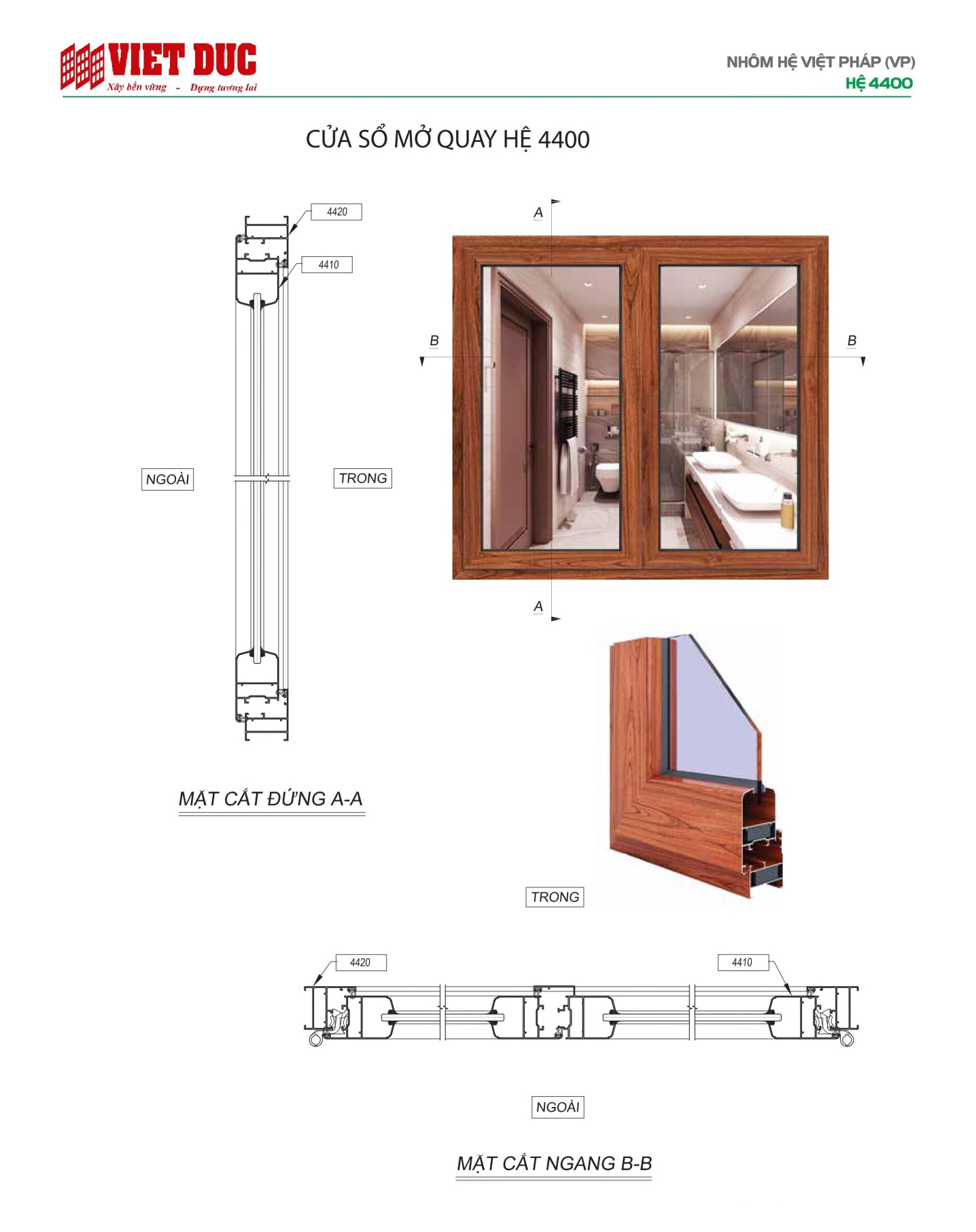 Cửa nhôm Việt Pháp hệ 4400 03