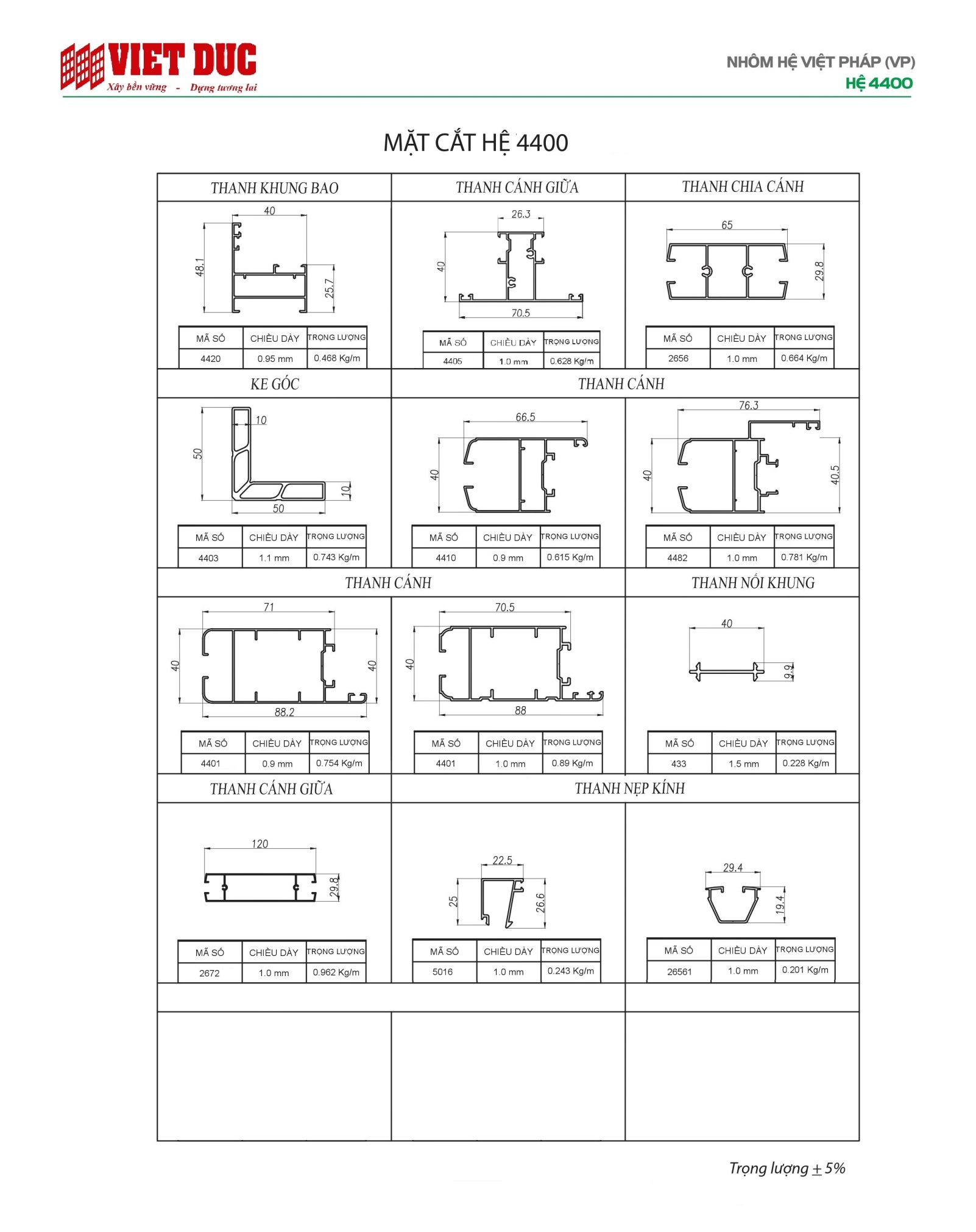 Cửa nhôm Việt Pháp hệ 4400 04