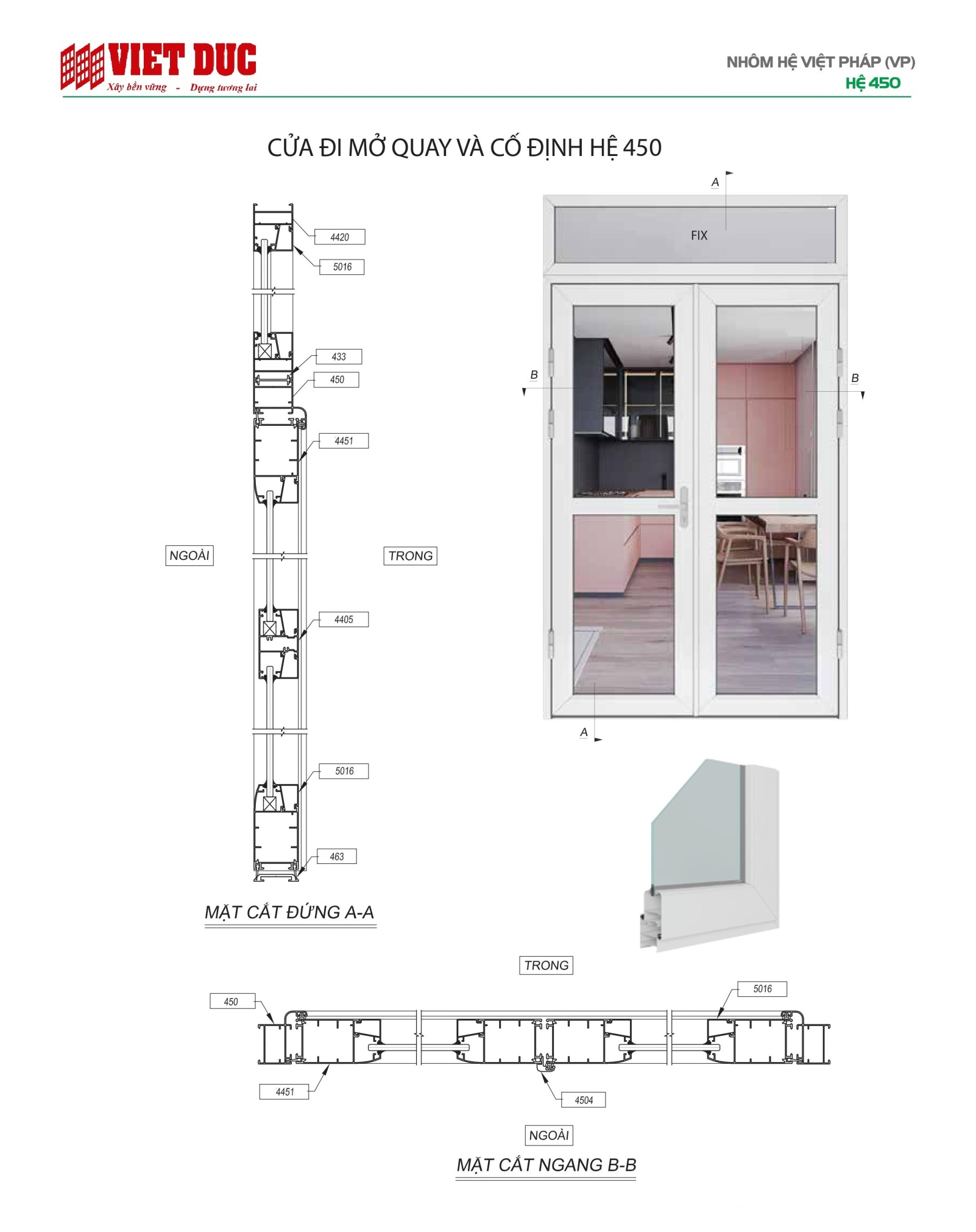 cửa đi hệ vp450 01