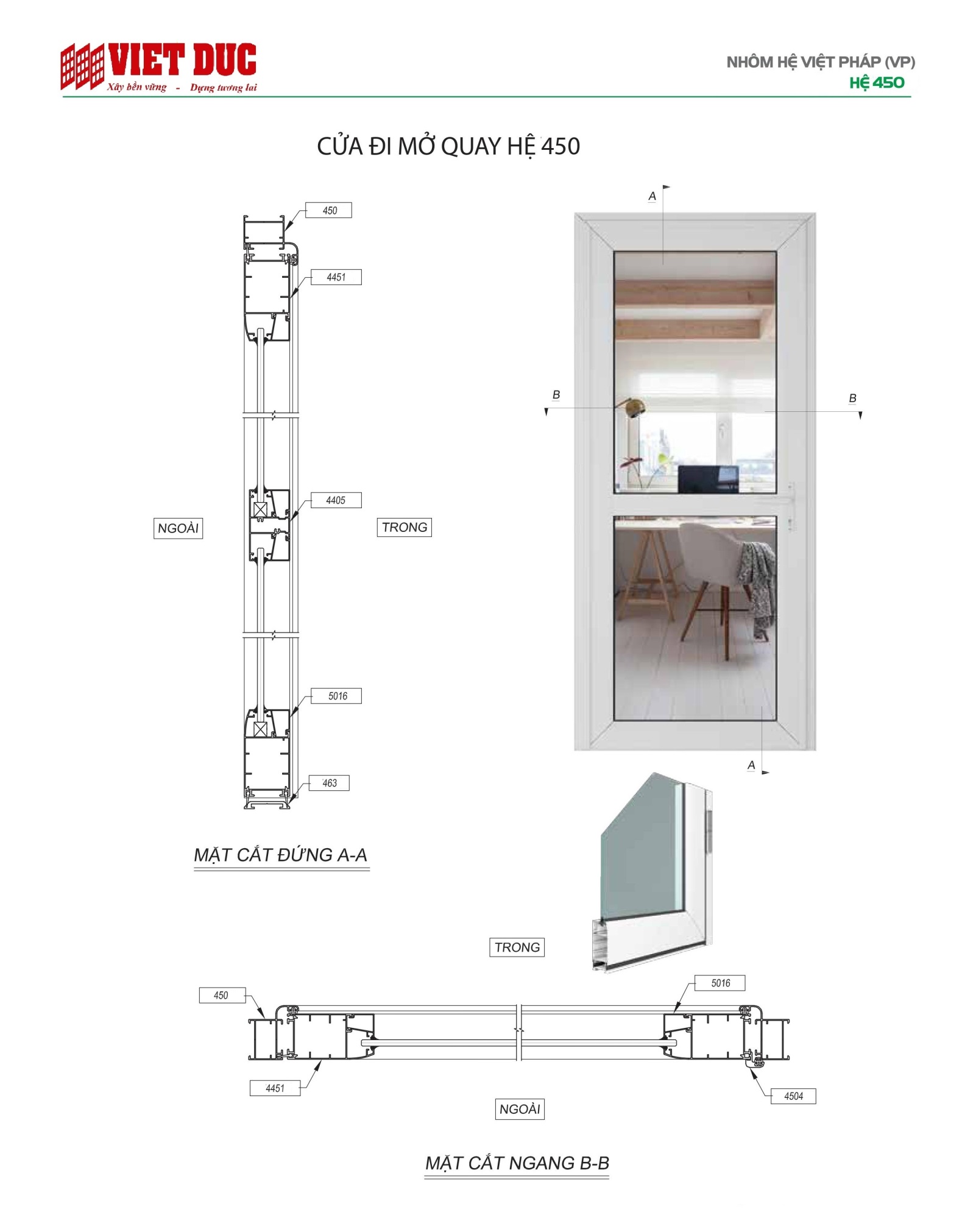 cửa đi hệ vp450 03